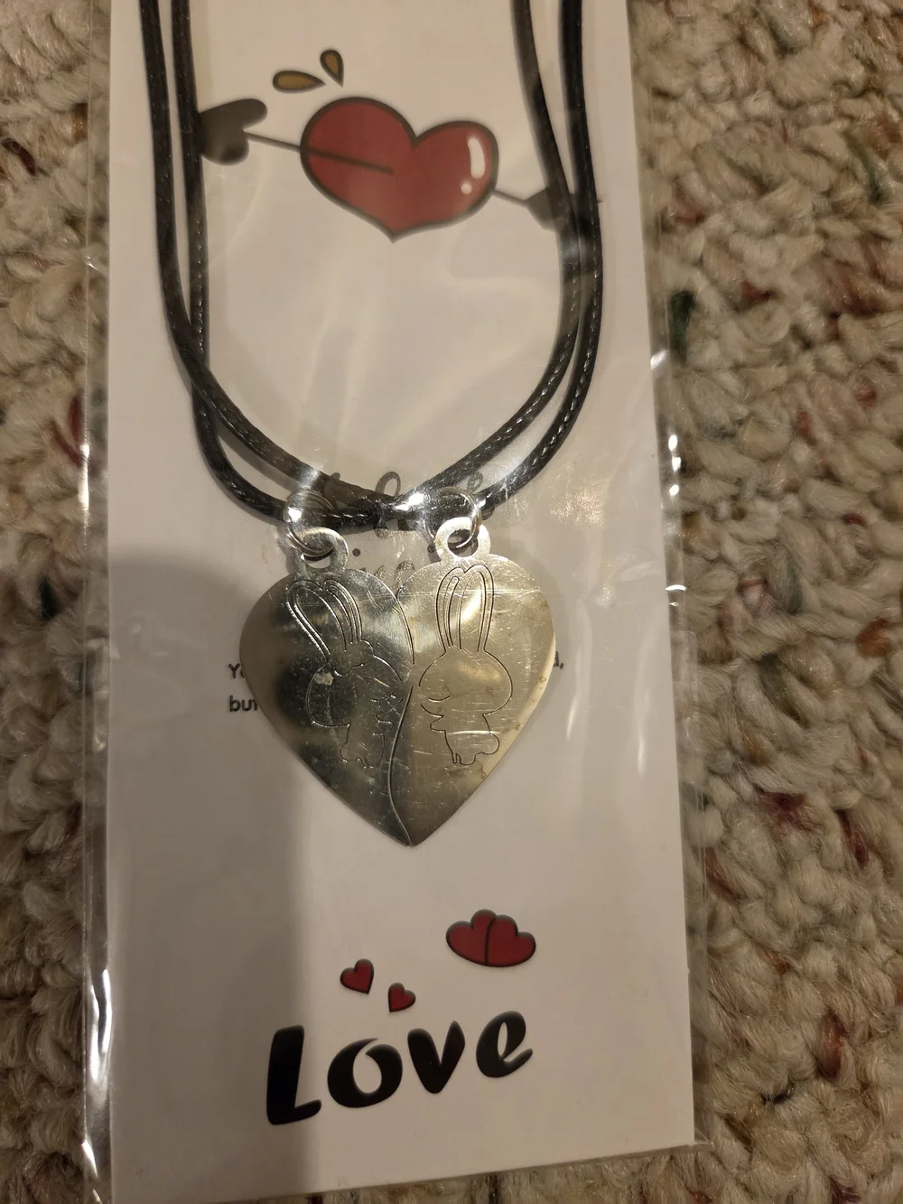 UNIF Kids Gold Heart Pendant Necklace with Black Cord